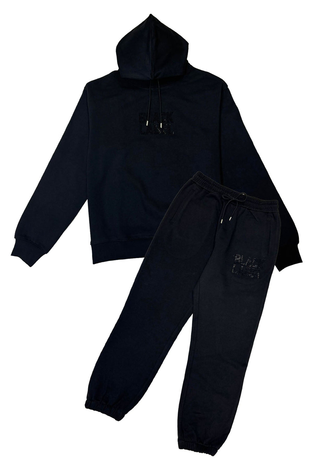 Men Black Label BL2 Black Bling Hoodie and Jogger Set