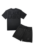 Men Black Label BL2 Black Bling T-Shirt and Cotton Shorts Set