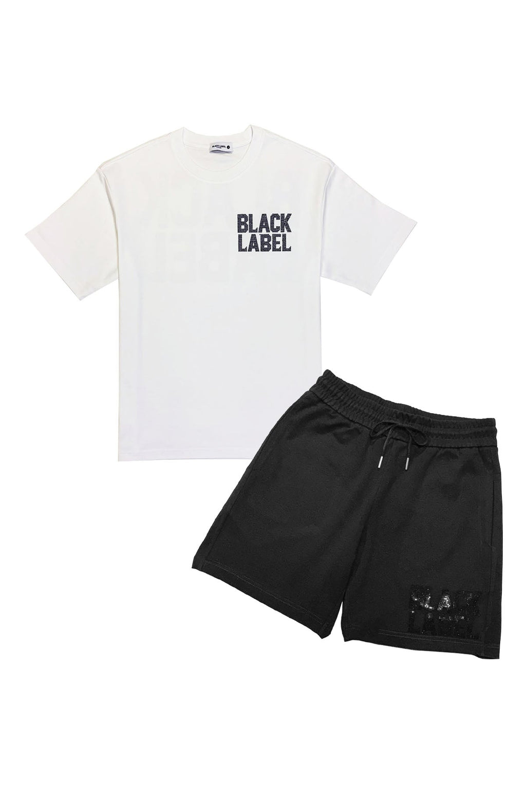 Men Black Label BL2 Black Bling T-Shirt and Cotton Shorts Set