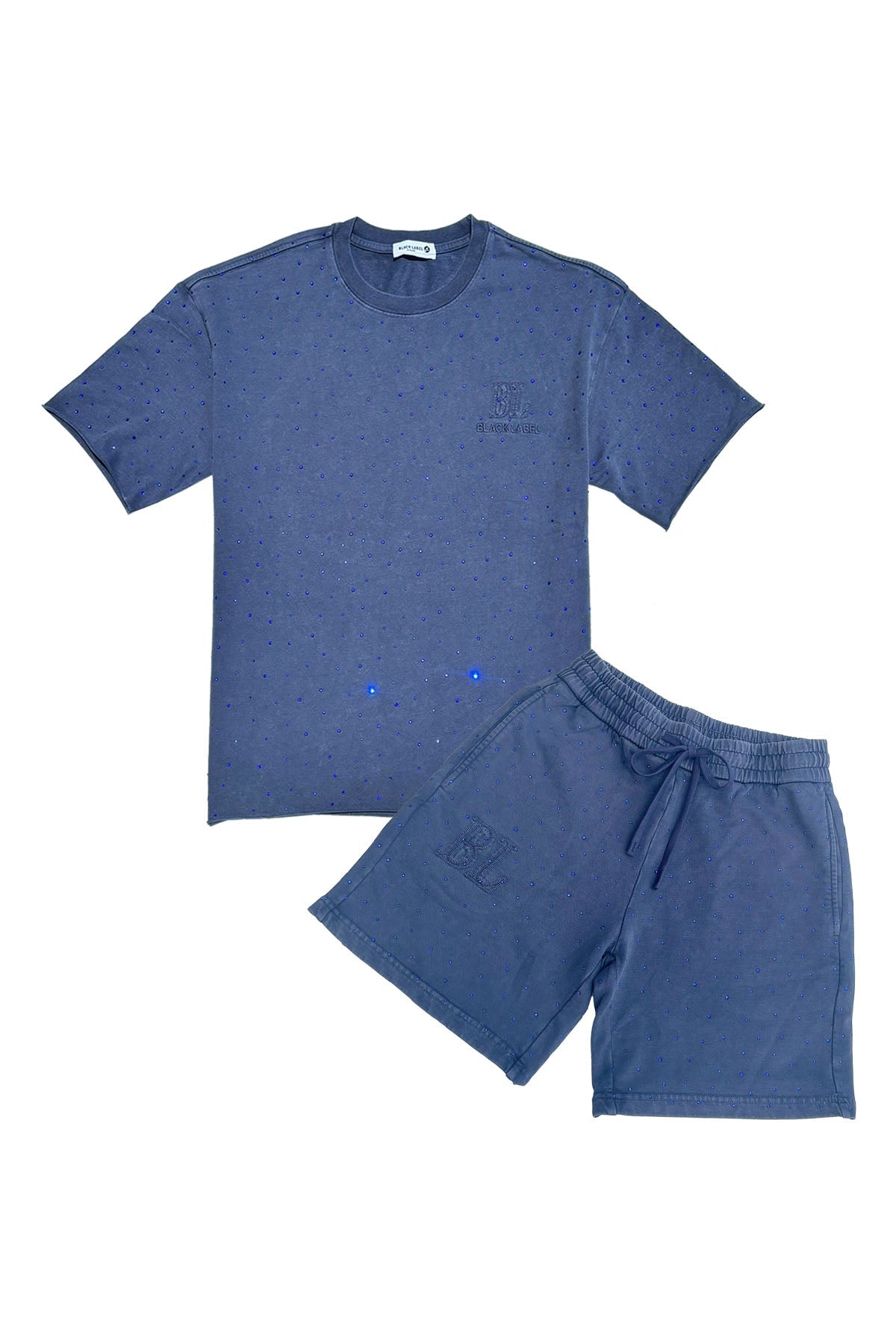 Men Black Label "BL2500" Splash Bling T-Shirt and Cotton Shorts Set