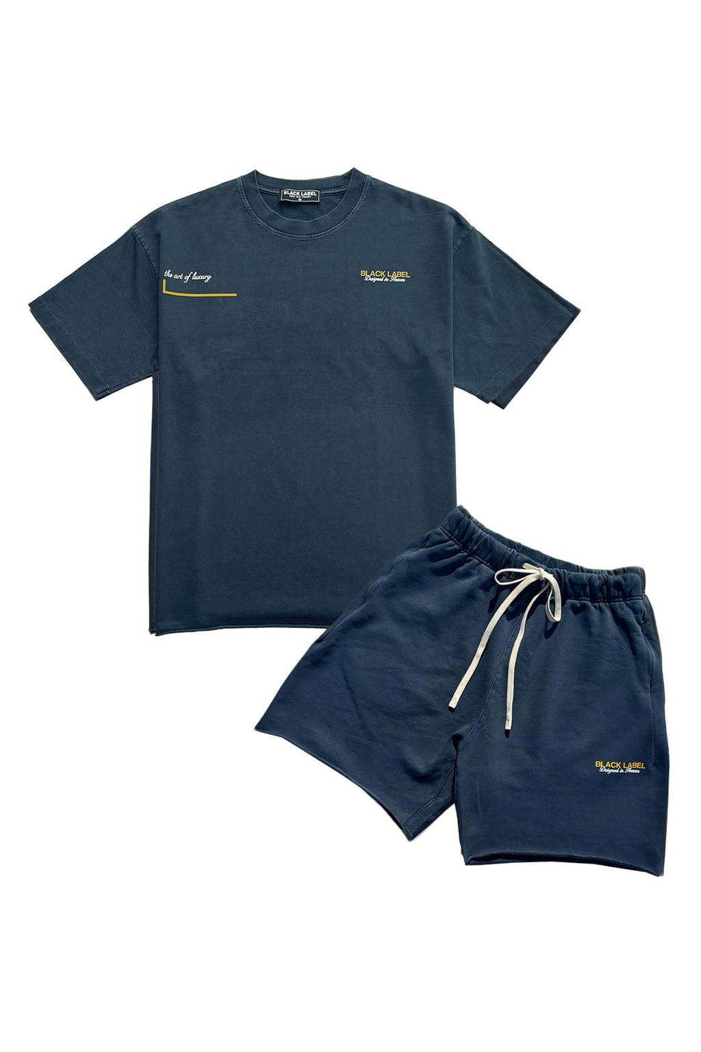 Men Black Label BL47 Silicone T-Shirt and Cotton Shorts Set