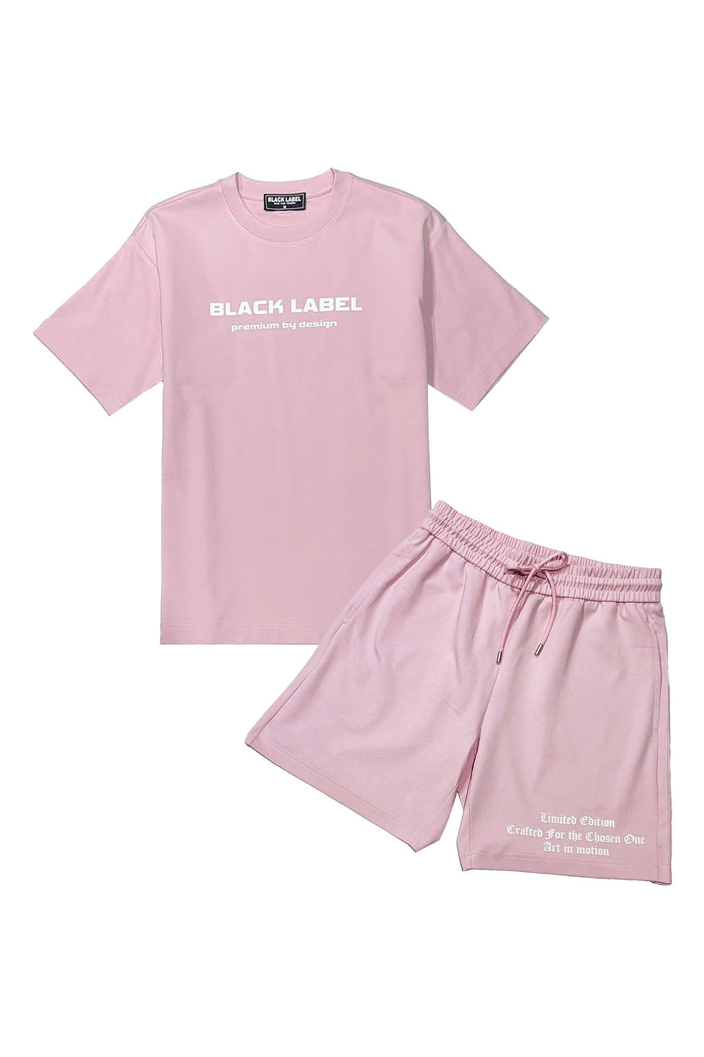Men Black Label BL6 White Silicone T-Shirt and Cotton Shorts Set