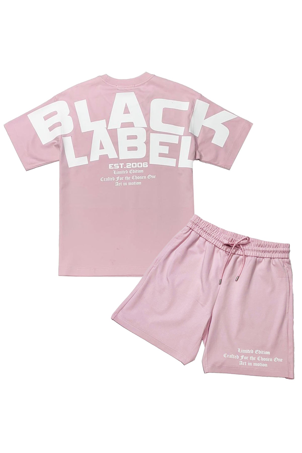 Men Black Label BL6 White Silicone T-Shirt and Cotton Shorts Set