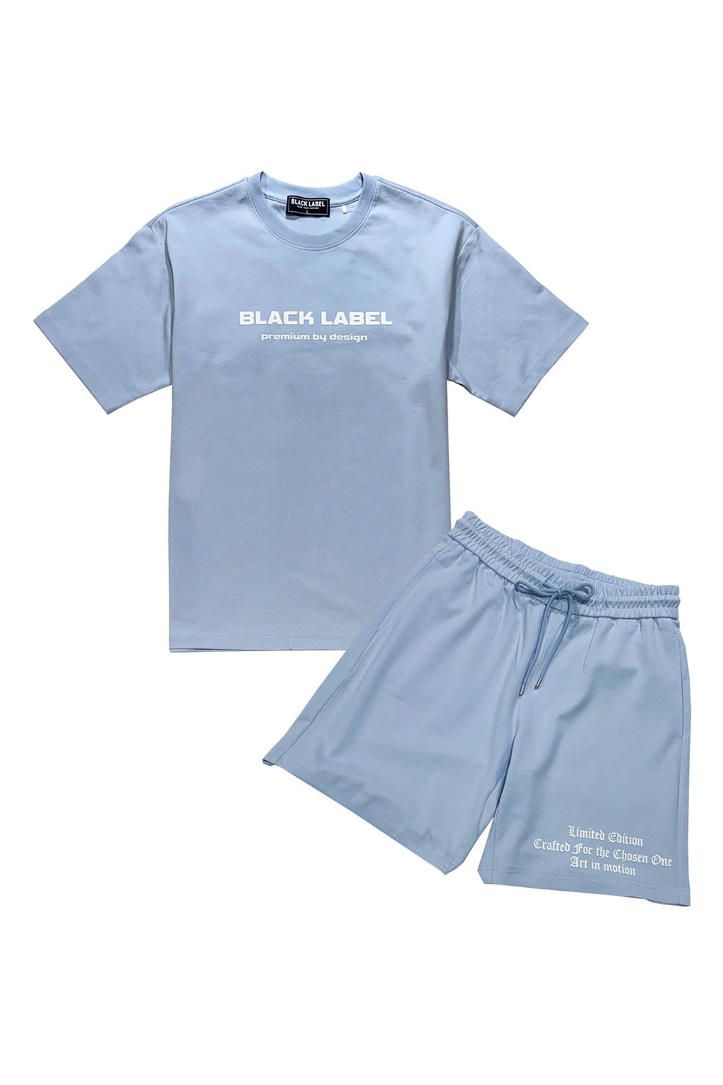Men Black Label BL6W White Silicone T-Shirt and Cotton Shorts Set