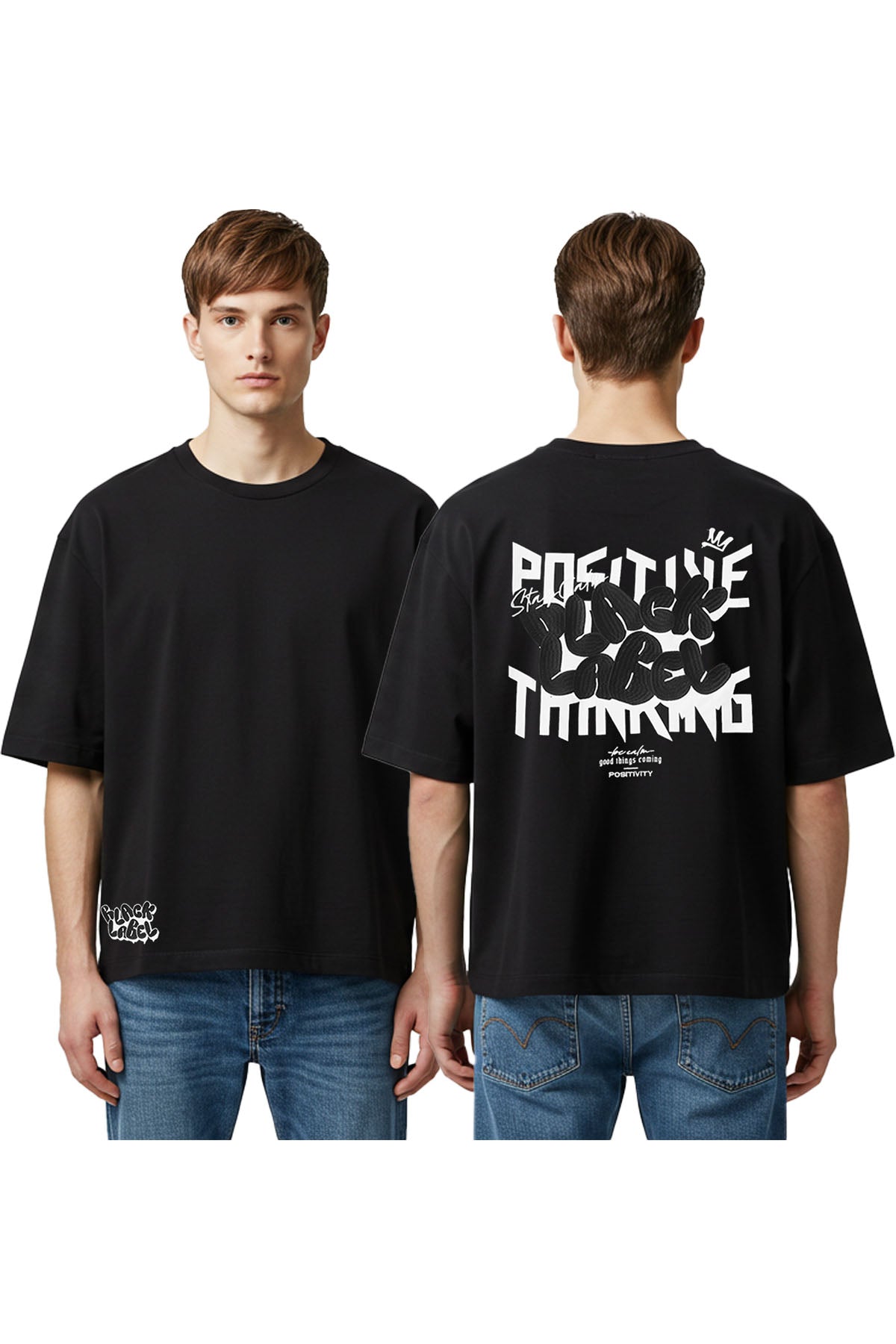 Men Black Label "POSITIVE" Oversize T-Shirt