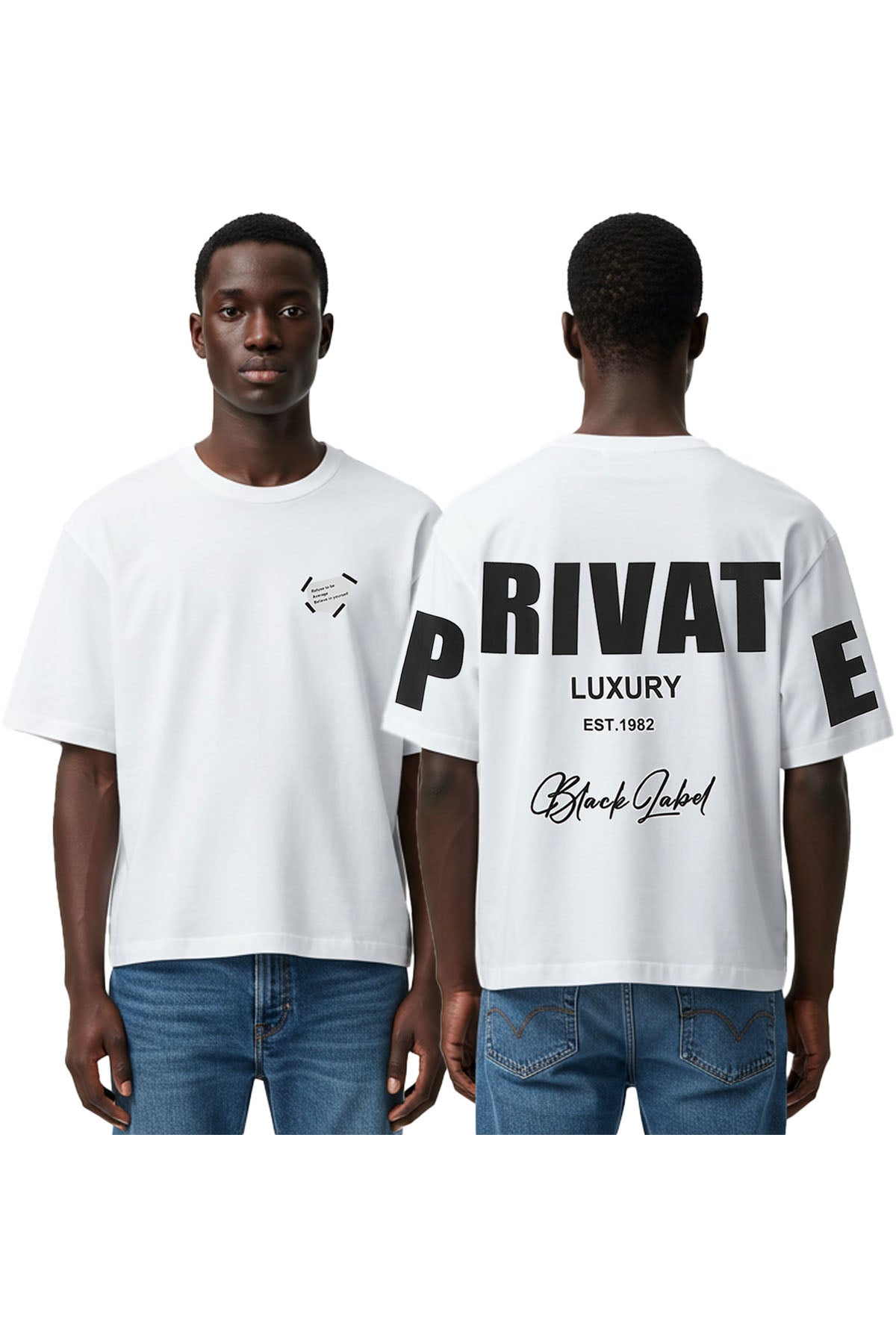 Men Black Label "PRIVATE" Oversize T-Shirt