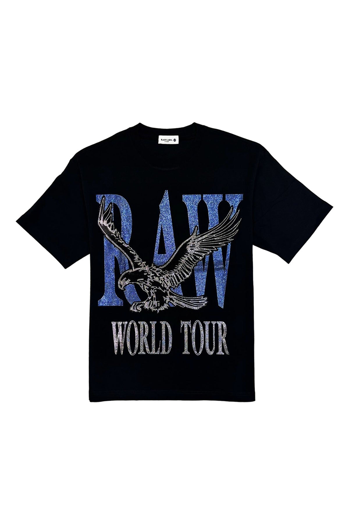Men Black Label World Tour Light Blue Bling T-Shirt