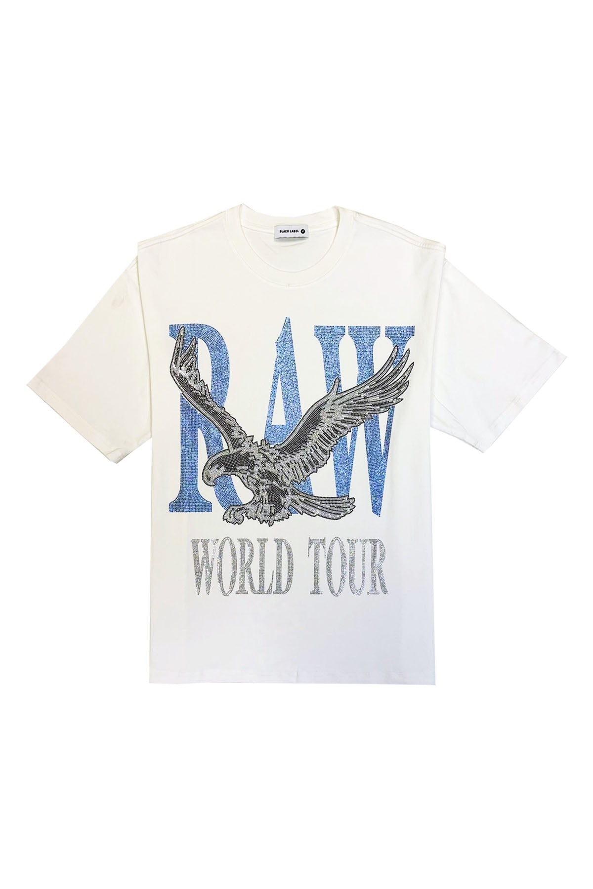 Men Black Label World Tour Light Blue Bling T-Shirt