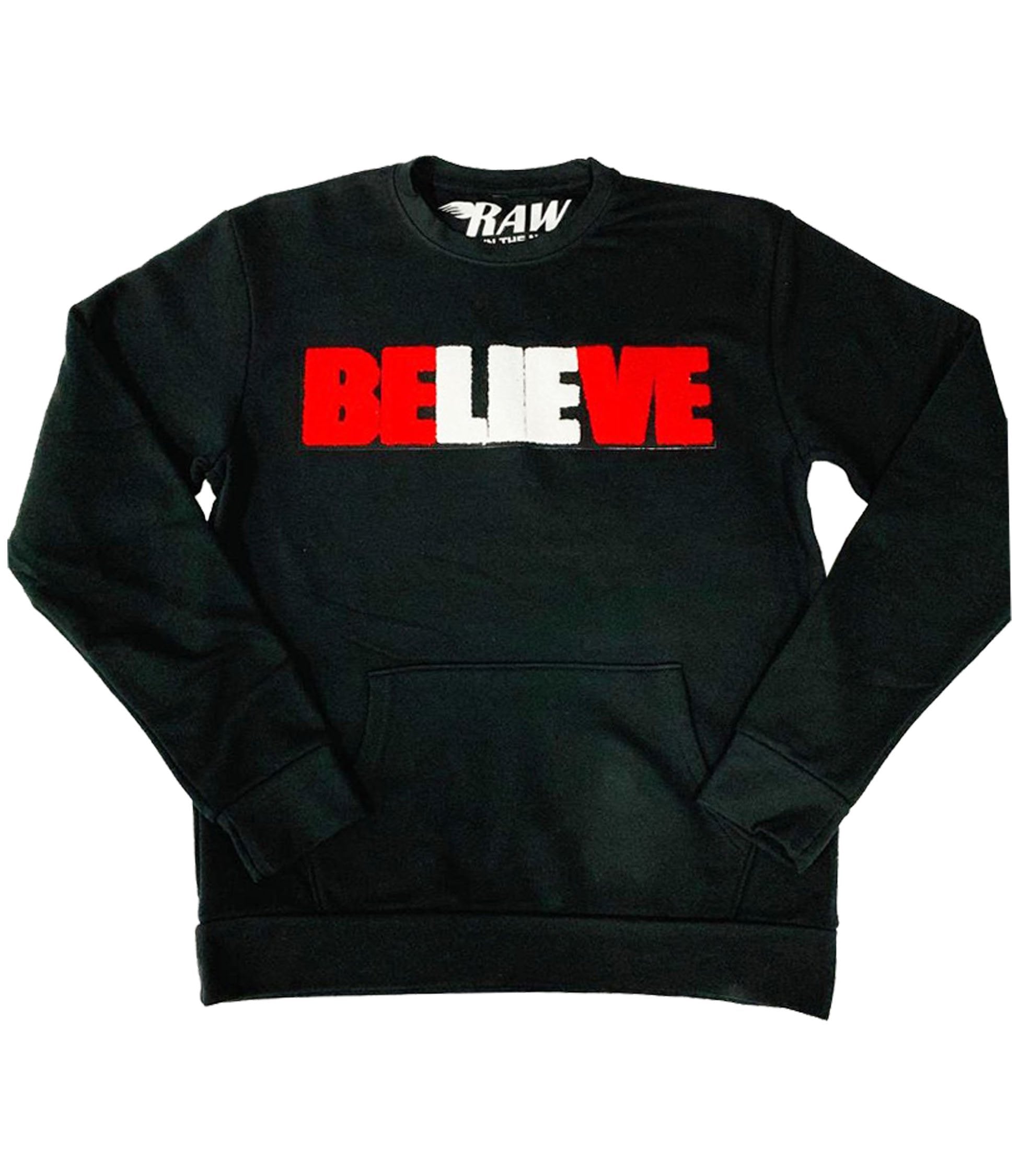 Men BELIEVE Chenille Long Sleeves - Black