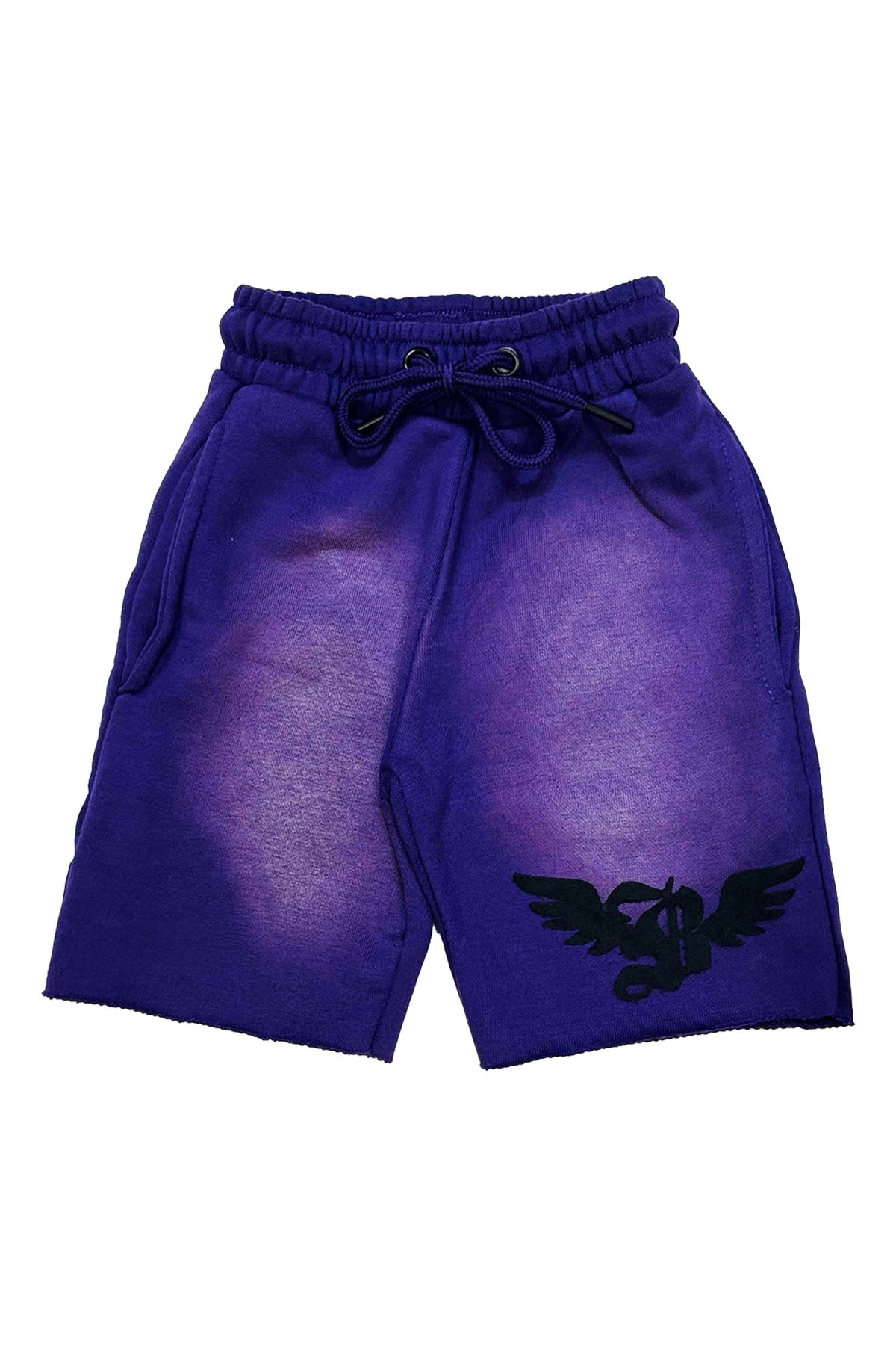 Kids Broken Soul Black Chenille Cotton Shorts