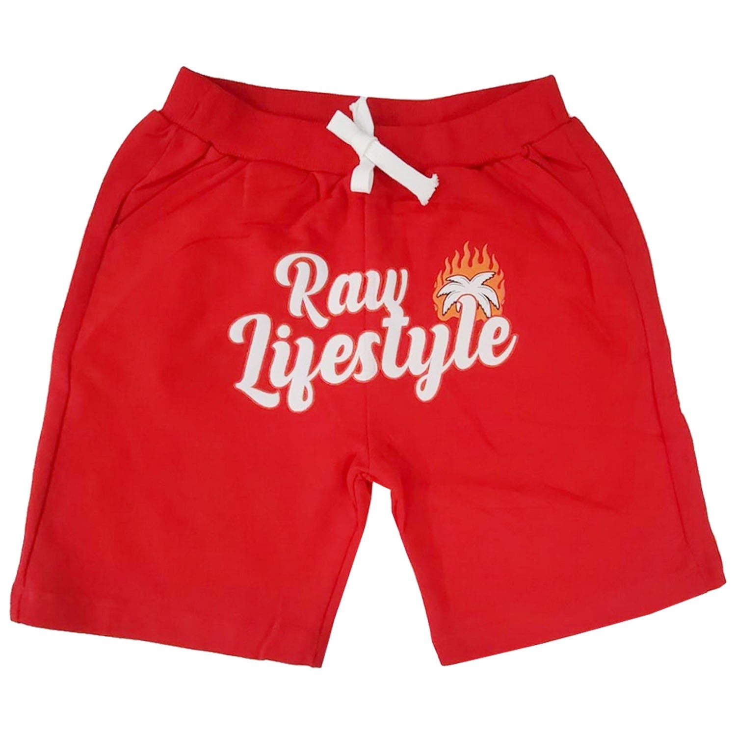 Kids Burning Paradise Puff Print Cotton Shorts