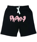 Kids RAW Drip Pink Chenille Cotton Shorts - Black