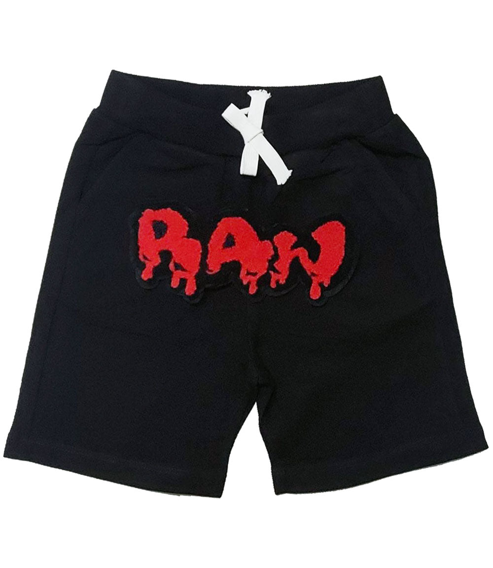 Kids RAW Drip Red Chenille Cotton Shorts