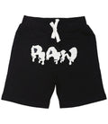 Kids RAW Drip White Chenille Cotton Shorts - Black