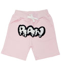 Kids RAW Drip White Chenille Cotton Shorts - Pink