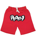 Kids RAW Drip White Chenille Cotton Shorts - Red