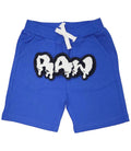 Kids RAW Drip White Chenille Cotton Shorts - Royal
