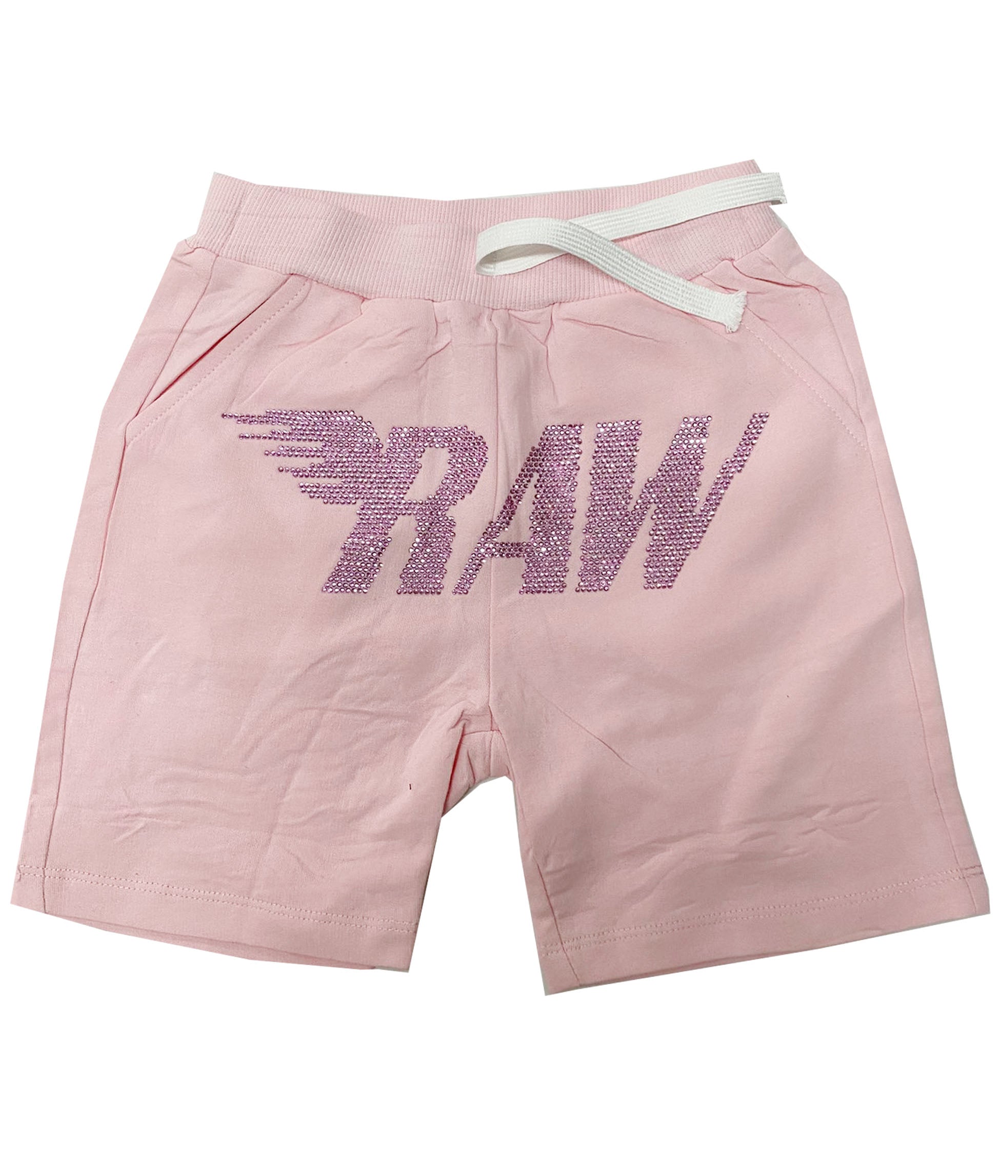 Kids RAW Wing Pink Bling Cotton Shorts - Pink