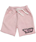 Kids RAW Wing Pink Chenille Cotton Shorts - Pink
