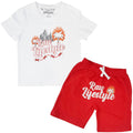 Kids Burning Paradise Puff Print Crew Neck T-Shirt and Cotton Shorts Set