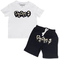 Kids RAW Drip Camo Grey Chenille Crew Neck T-Shirt and Cotton Shorts Set