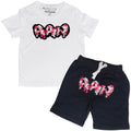 Kids RAW Drip Camo Pink Chenille Crew Neck T-Shirt and Cotton Shorts Set