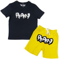 Kids RAW Drip White Chenille Crew Neck and Cotton Shorts Set