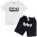 Kids RAW Drip White Chenille Crew Neck and Cotton Shorts Set