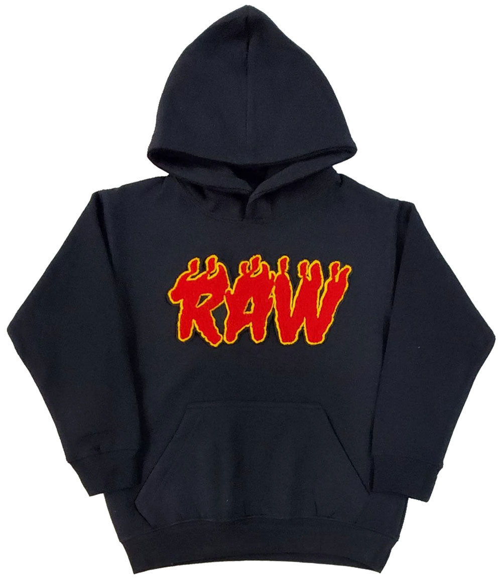 Kids RAW Flame Red Chenille Hoodie