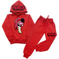 Kids Anti Social Red RAW Drip Red Chenille Hoodie and Jogger Set