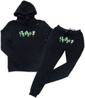 Kids RAW Drip Camo Green Chenille Hoodie and Jogger Set