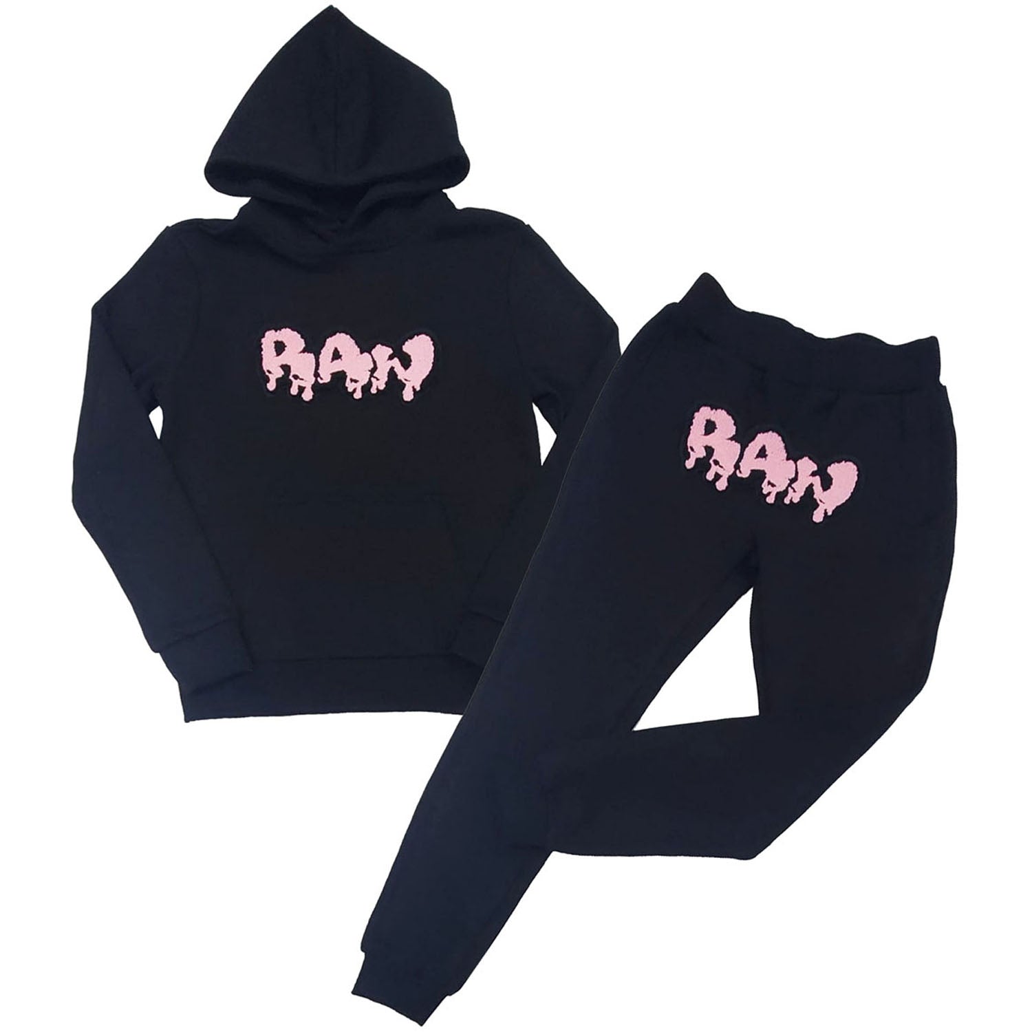 Kids RAW Drip Pink Chenille Hoodie and Jogger Set