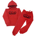 Kids RAW Drip Red Chenille Hoodie And Jogger Set