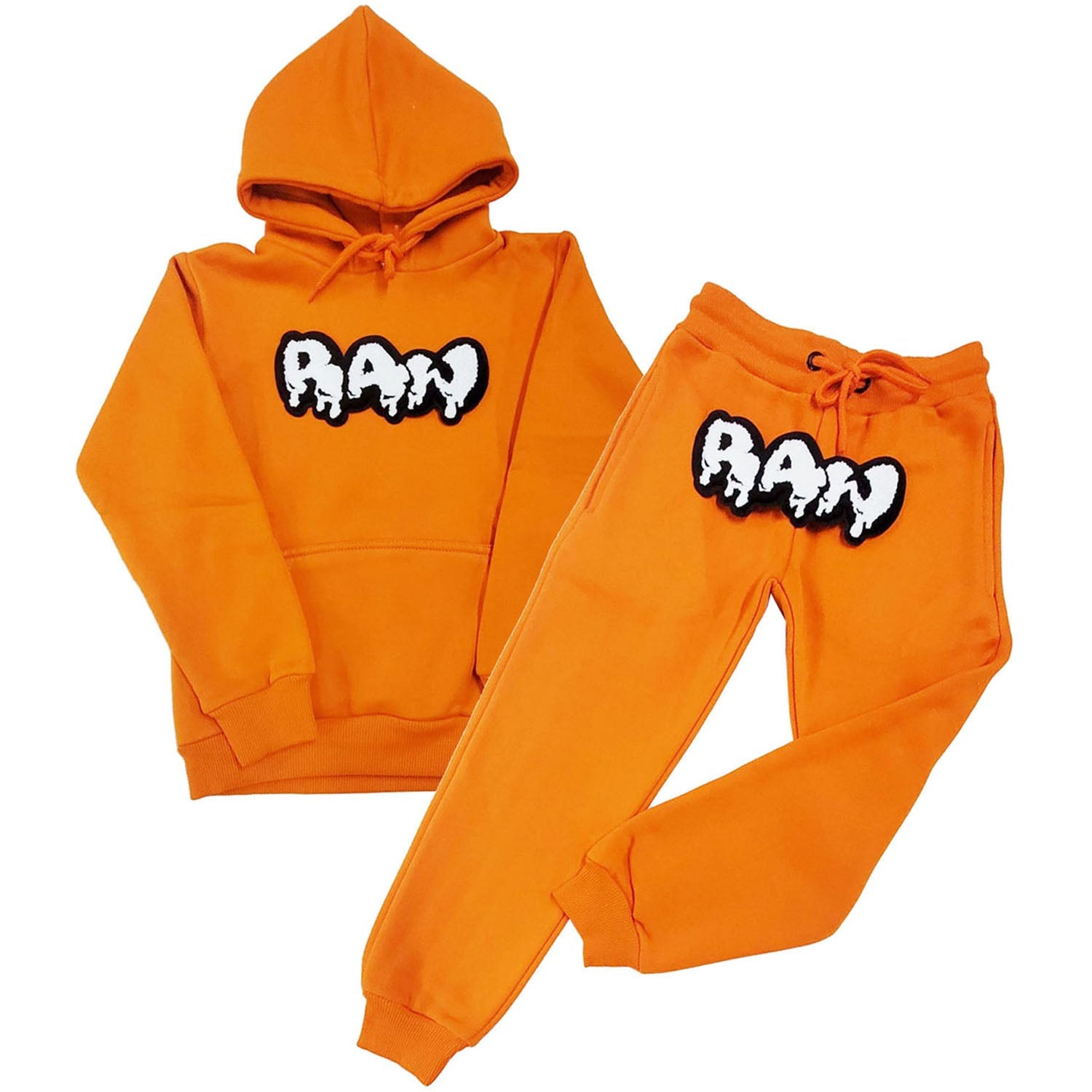 Kids RAW Drip White Chenille Hoodie and Jogger Set