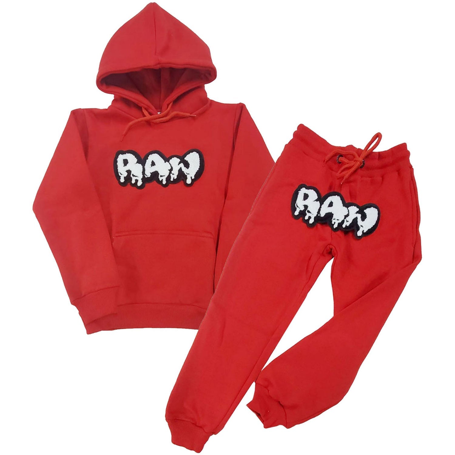 Kids RAW Drip White Chenille Hoodie and Jogger Set