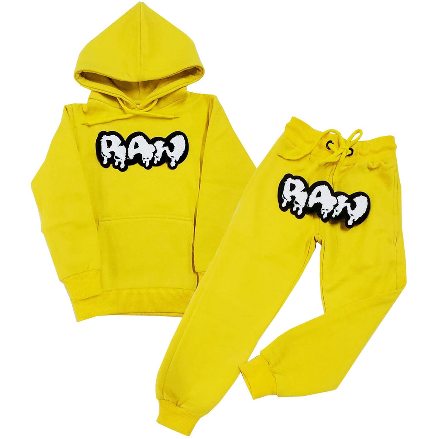 Kids RAW Drip White Chenille Hoodie and Jogger Set