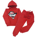 Kids Survive Chenille Hoodie and RAW Basic Red Jogger Set