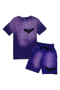 Kids Broken Soul Black Chenille T-Shirt and Cotton Shorts Set