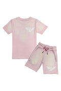 Kids Broken Soul White Chenille T-Shirt and Cotton Shorts Set