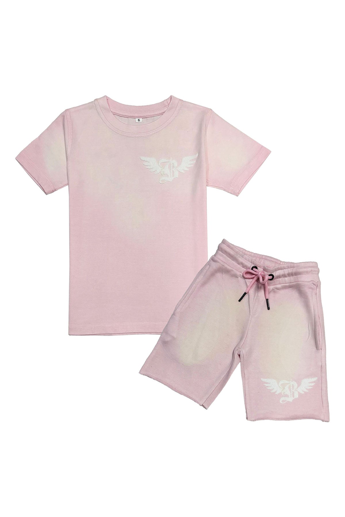 Kids Broken Soul White Chenille T-Shirt and Cotton Shorts Set