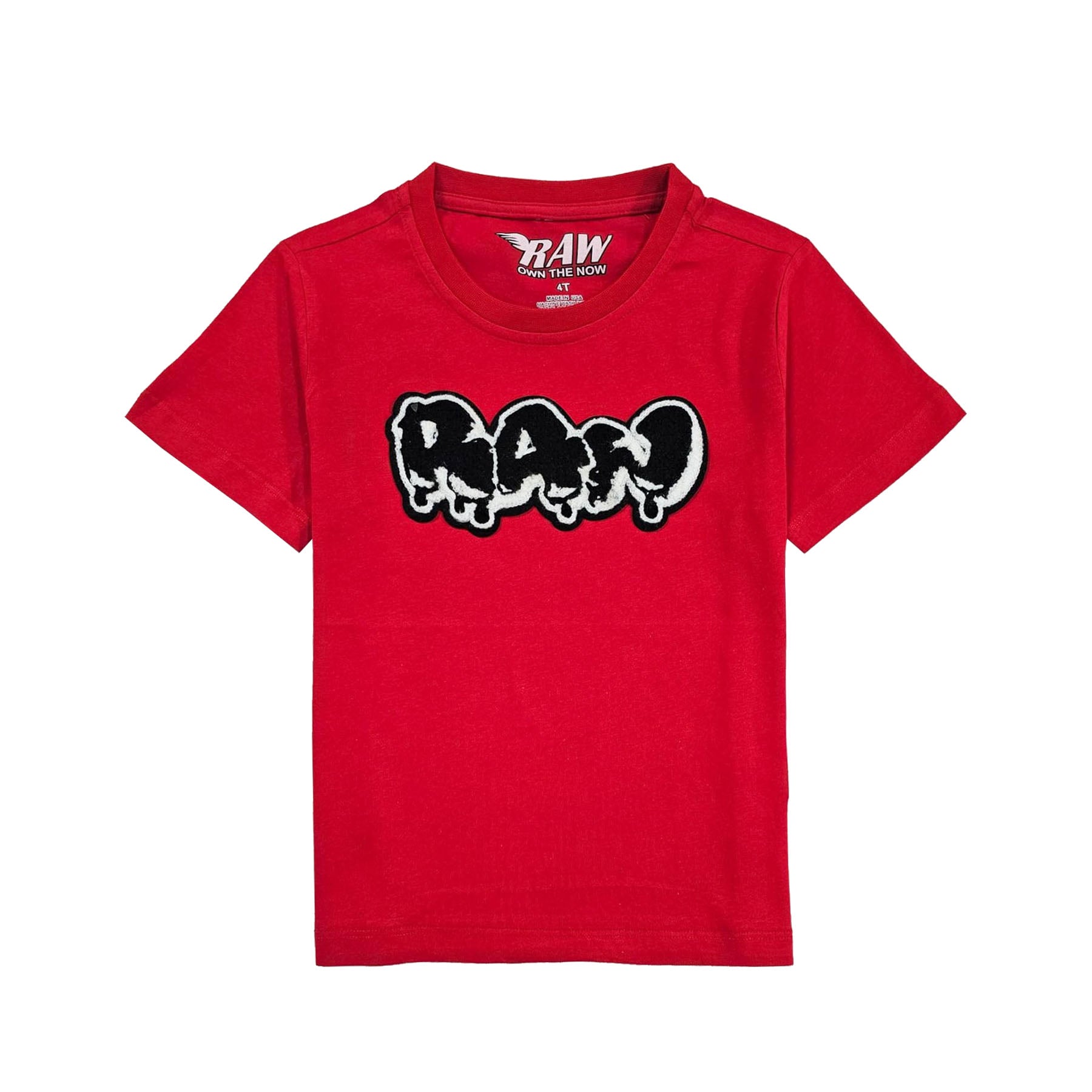 Kids RAW Drip Black Chenille Crew Neck T-Shirt