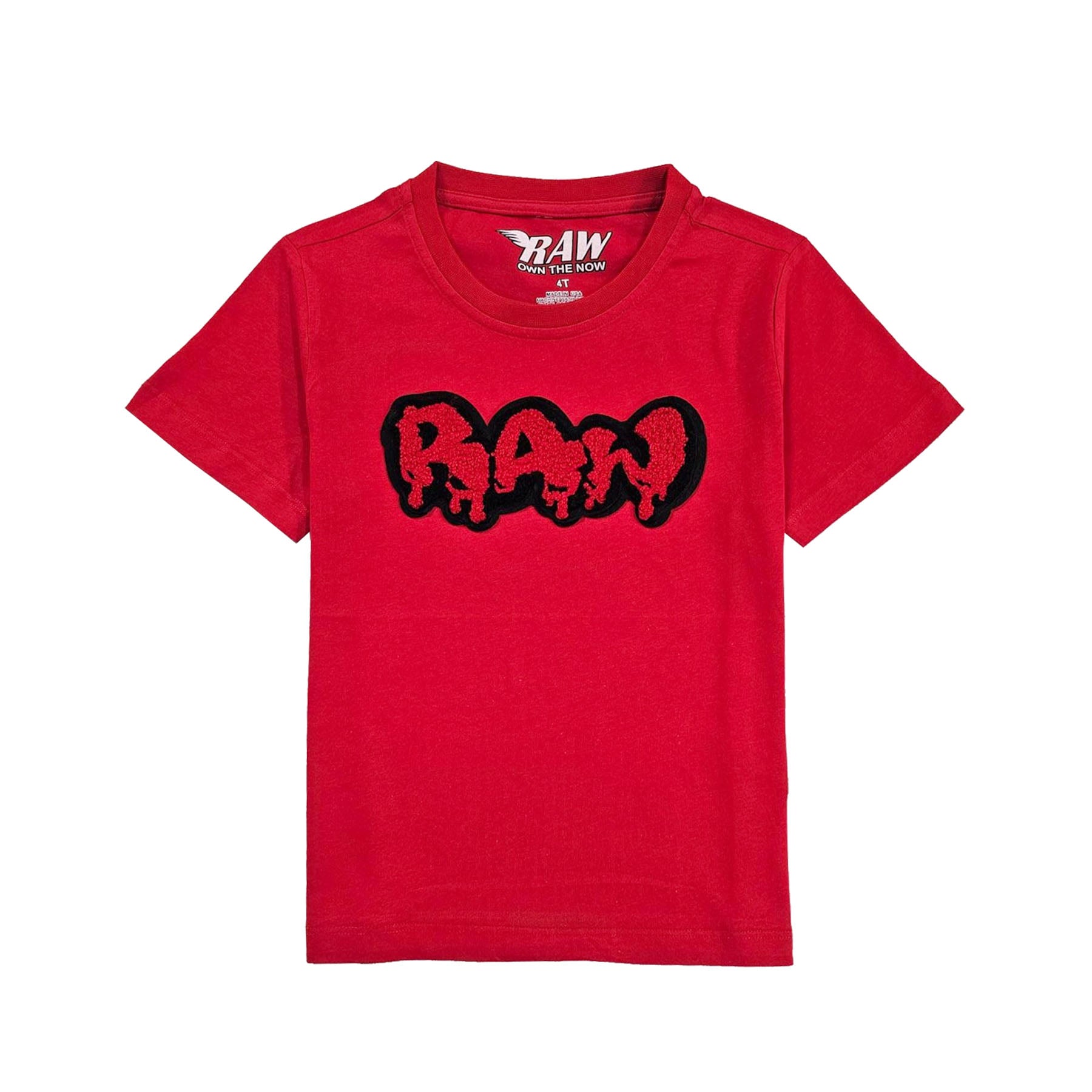 Kids RAW Drip Red Chenille Crew Neck T-Shirt