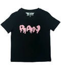 Kids RAW Drip Pink Chenille Crew Neck - Black