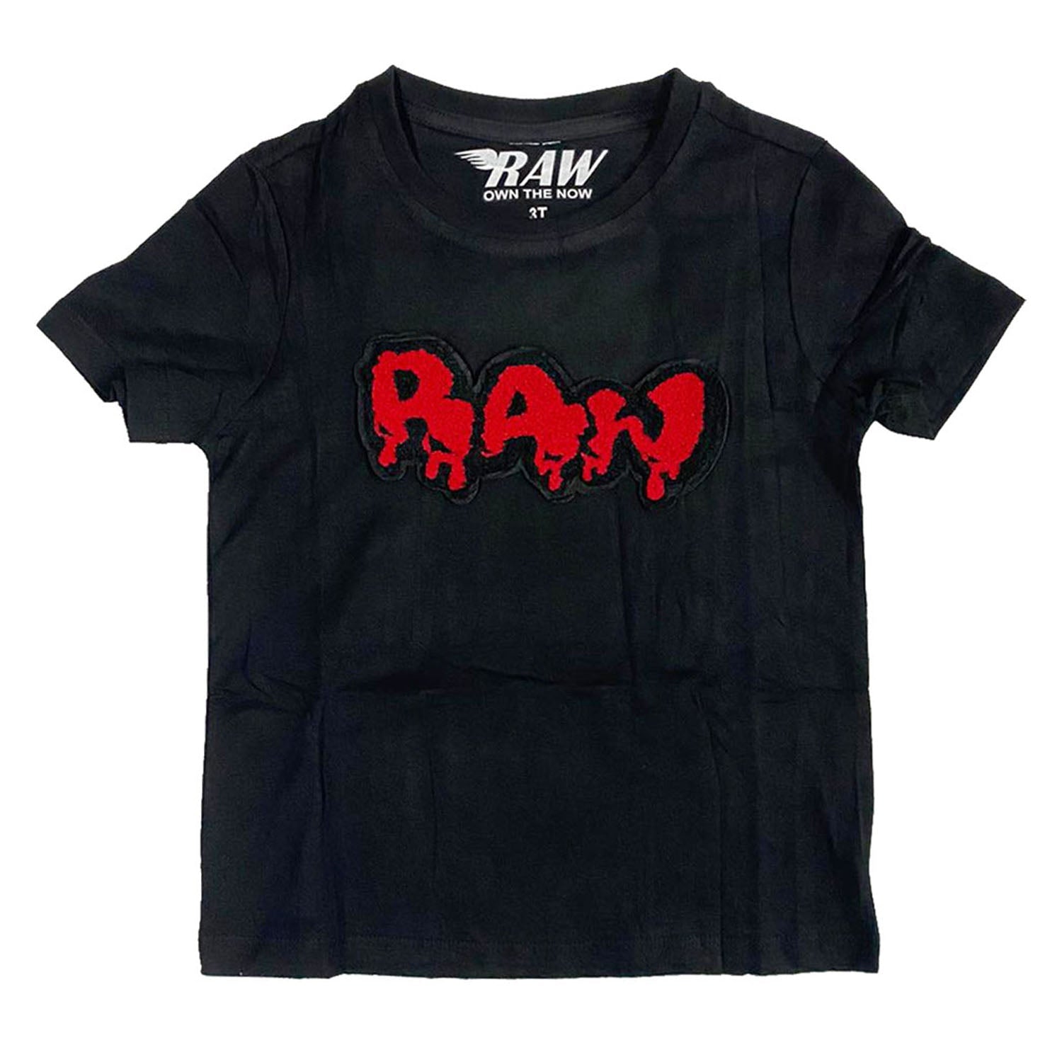 Kids RAW Drip Red Chenille Crew Neck T-Shirt