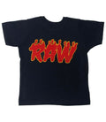 Kids RAW Flame Red Chenille Crew Neck - Black