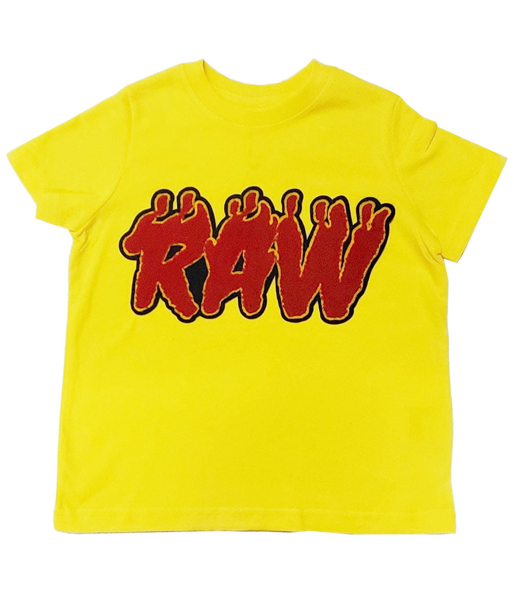 Kids RAW Flame Red Chenille Crew Neck - Yellow