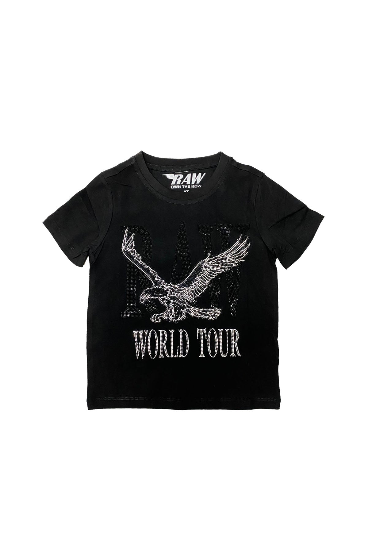 Kids RAW World Tour Black Bling Crew Neck T-Shirt