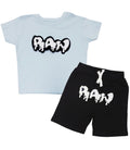Kids RAW Drip White Chenille Crew Neck and Cotton Shorts Set