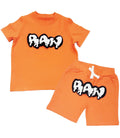Kids RAW Drip White Chenille Crew Neck and Cotton Shorts Set