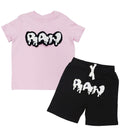 Kids RAW Drip White Chenille Crew Neck and Cotton Shorts Set